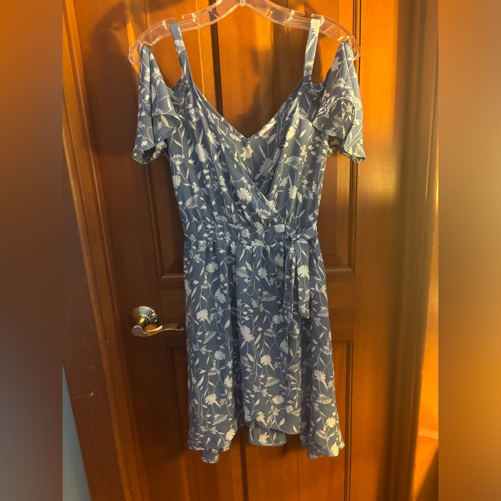 Blue and white floral dress